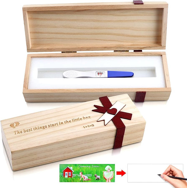 Wooden Pregnancy Test Keepsake Box, Pregnancy Test Box for Announcement