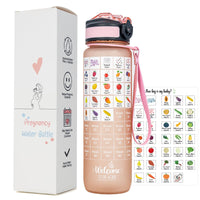 Pregnancy Water Bottle Tracker, with Weekly Milestone Stickers(4 to 40 Weeks)