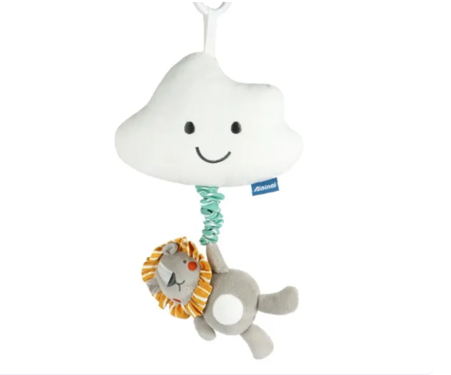 Toy with a cloud-shaped top and lion body on a white background