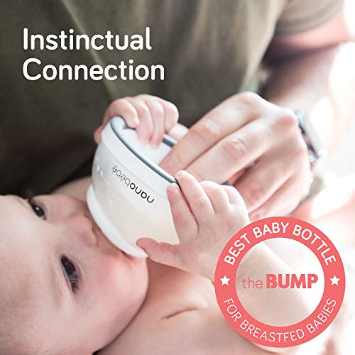 Nanobebe Breastmilk Baby Bottle, Anti Colic, Perfect Latch, Preserves Breast Milk nutrients, 3-Pack, Grey