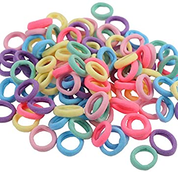 CCINEE 100 Pieces Candy Colors Mini Hairbands Girl Baby's Elastic Hair Ties Tiny Soft Rubber Bands for Baby Kids