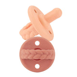 Itzy Ritzy Sweetie Soother Pacifier Set of 2 in Apricot & Terracotta