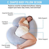 PharMeDoc Pregnancy Pillow, C-Shape Full Body Pillow and Maternity Support ( Grey Jersey Cover)