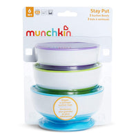 Munchkin Stay Put Suction Bowl,Purple, Green & Blue 3 Pack