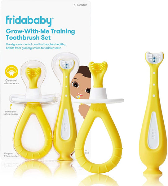 Grow-with-Me Training Toothbrush Set | Infant to Toddler Toothbrush Oral Care for Sensitive Gums Combo Pack by Frida Baby