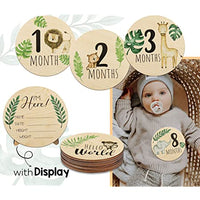 Wooden Baby Monthly Milestone Cards safari / Jungle themed