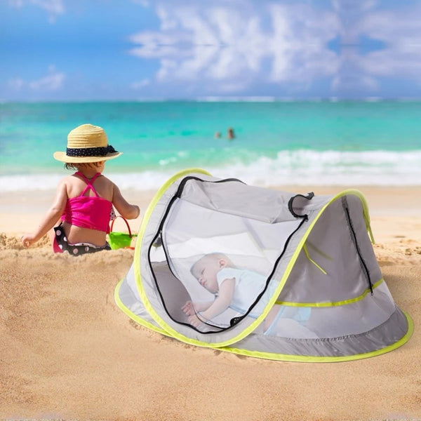Portable Baby Tent, CCATTO Pop Up Beach Tent for Baby, Enhanced Ventilation, UPF 50+ Sun Shelter for Infant, Baby Camping Bed with Mosquito Net