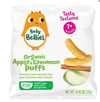 Baby Bellies Organic Apple & Cinnamon Puffs, 0.42 Ounce Bag - 7 Months+