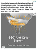 Nanobebe Breastmilk Baby Bottle  , Anti Colic, Perfect Latch, Preserves Breast Milk nutrients, 3-Pack, Grey