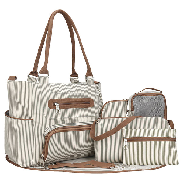 Little Story Diaper Bag Set of 6 with Hooks - Ivory